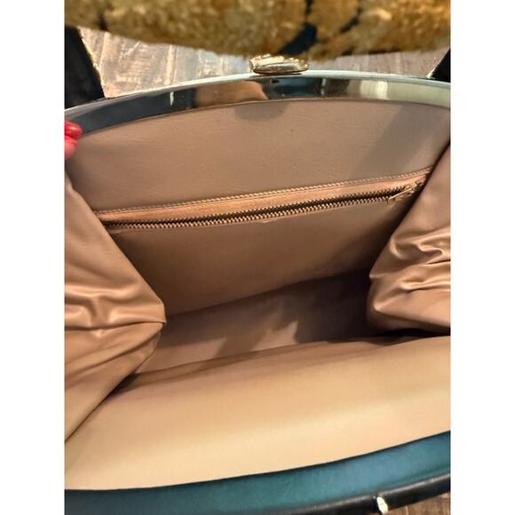 Vintage 1960's Gold Floral Tapestry Cut Chenille Handbag - Picture 8 of 9